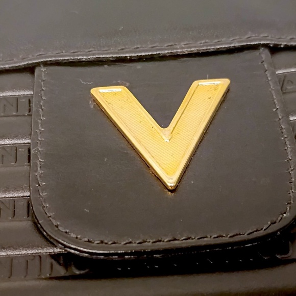 Rare "New/Unused" Vintage MARIO VALENTINO V Logo Clutch Leather Black 1786N - Picture 8 of 10